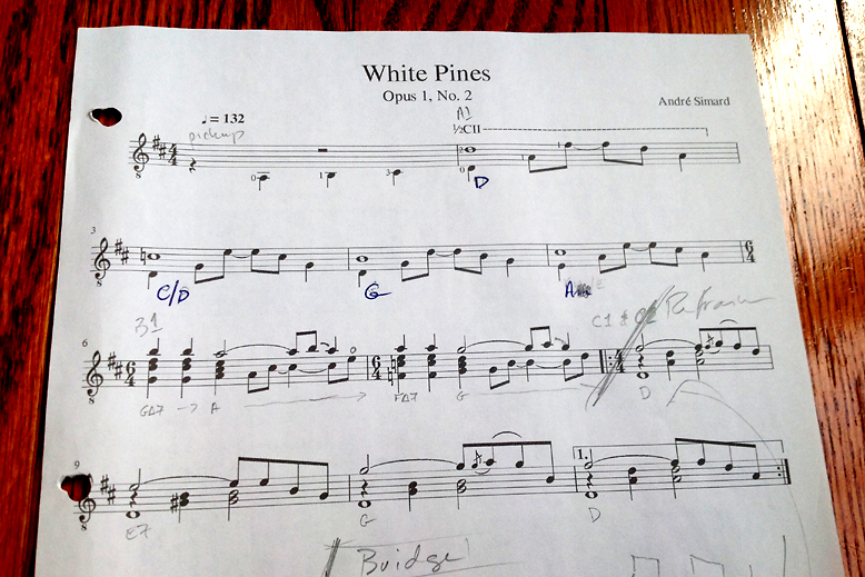 White Pines classical guitar score